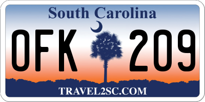 SC license plate OFK209