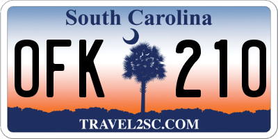 SC license plate OFK210