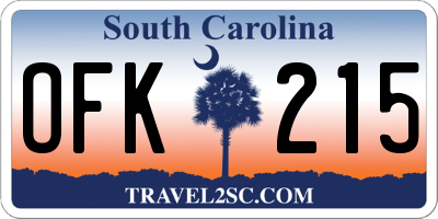 SC license plate OFK215