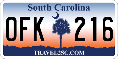 SC license plate OFK216