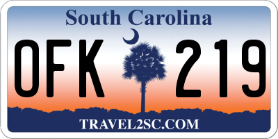 SC license plate OFK219
