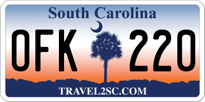 SC license plate OFK220