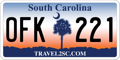 SC license plate OFK221