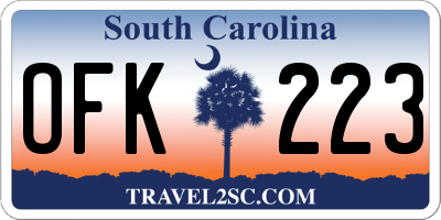 SC license plate OFK223