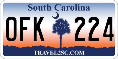SC license plate OFK224