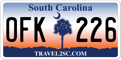 SC license plate OFK226