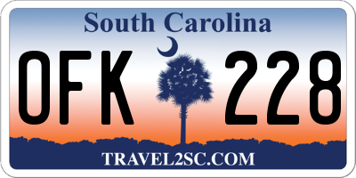SC license plate OFK228