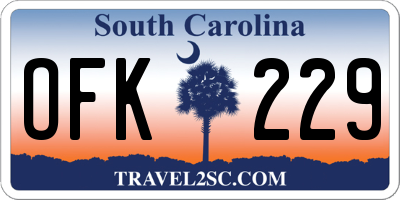 SC license plate OFK229
