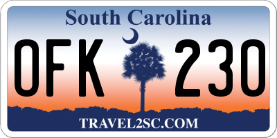 SC license plate OFK230