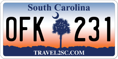 SC license plate OFK231