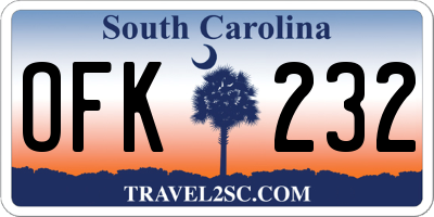SC license plate OFK232