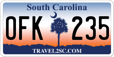 SC license plate OFK235