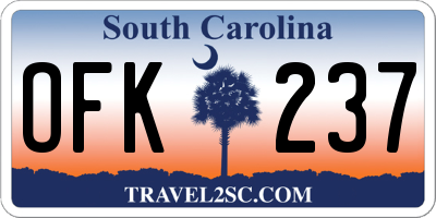 SC license plate OFK237