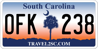 SC license plate OFK238