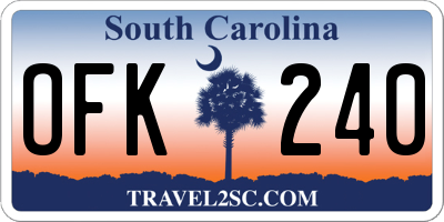 SC license plate OFK240