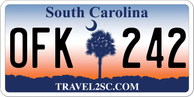 SC license plate OFK242