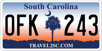 SC license plate OFK243