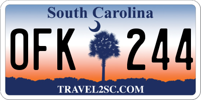 SC license plate OFK244