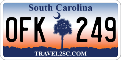 SC license plate OFK249