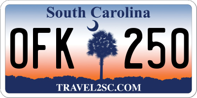 SC license plate OFK250