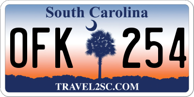 SC license plate OFK254