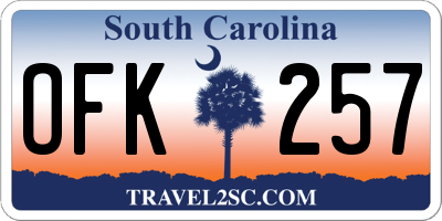 SC license plate OFK257