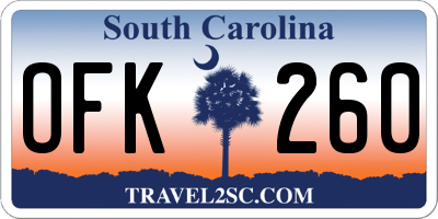 SC license plate OFK260