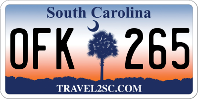 SC license plate OFK265