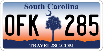 SC license plate OFK285