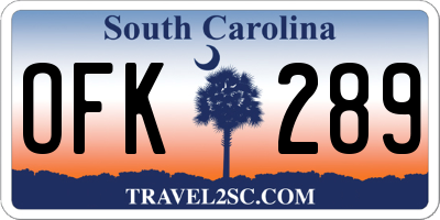 SC license plate OFK289