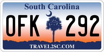 SC license plate OFK292
