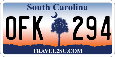 SC license plate OFK294