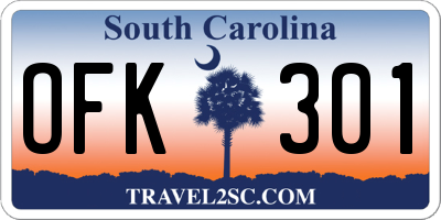 SC license plate OFK301