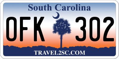 SC license plate OFK302