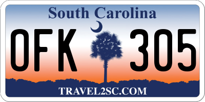 SC license plate OFK305
