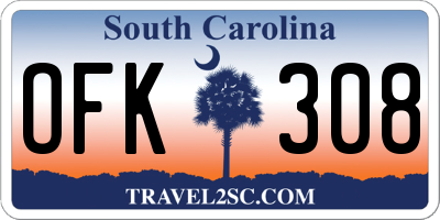 SC license plate OFK308