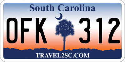 SC license plate OFK312