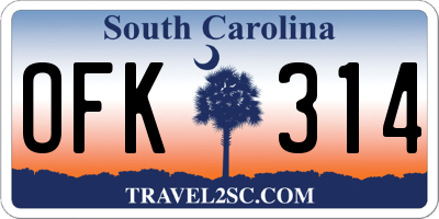 SC license plate OFK314