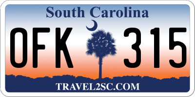 SC license plate OFK315