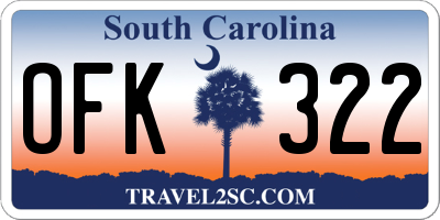 SC license plate OFK322