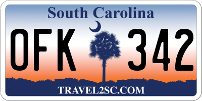 SC license plate OFK342
