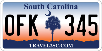 SC license plate OFK345
