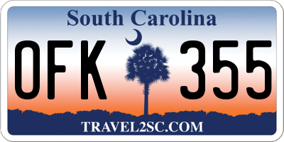 SC license plate OFK355