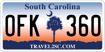SC license plate OFK360