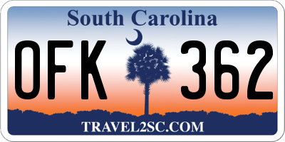 SC license plate OFK362