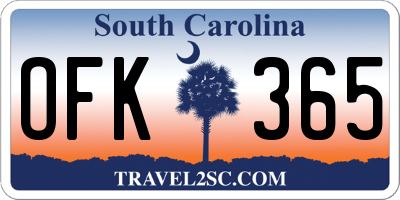 SC license plate OFK365
