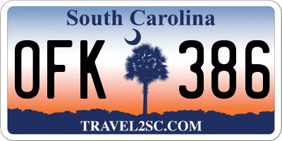 SC license plate OFK386