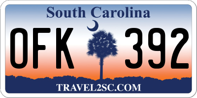 SC license plate OFK392