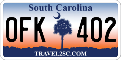 SC license plate OFK402