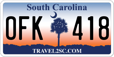 SC license plate OFK418